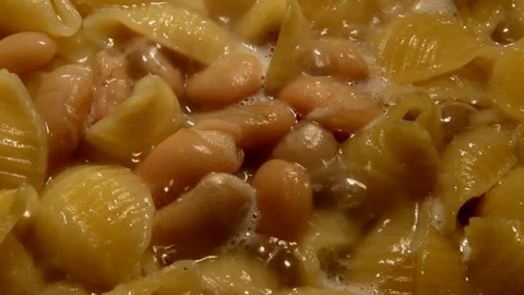 Conchiglie rigate pasta with white beans 動画素材 314586791