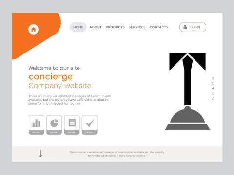 Concierge Landing page website template design Free Stock Illustration