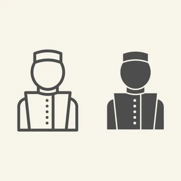 Concierge line and solid icon. Hotel porter symbol, outline style pictogram on 库存插图