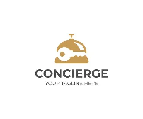 Concierge service logo design. Reception bell and key vector design Stock Illustration