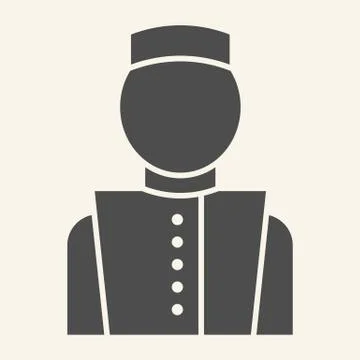 Concierge solid icon. Hotel porter symbol, glyph style pictogram on beige Illustrazione stock