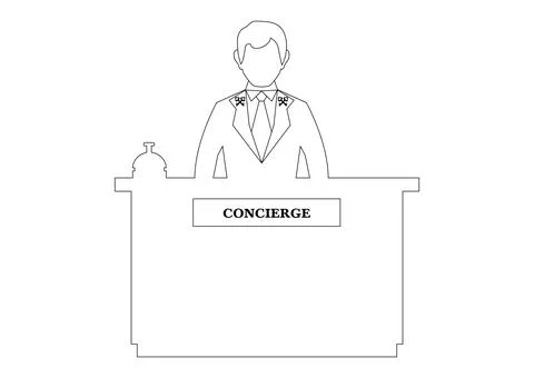 Concierge Sticker on white background. Black and White vector concierge icon Stock Illustration