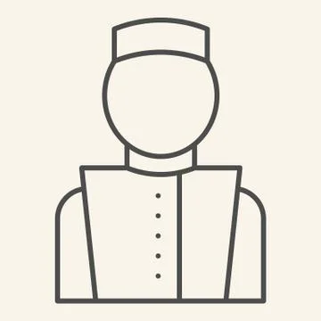 Concierge thin line icon. Hotel porter symbol, outline style pictogram on beige イラスト素材