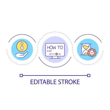 Concise education video loop concept icon Stock Illustration