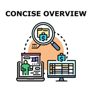 Concise overview concept illustrating business analysis and financial data Stock Illustration