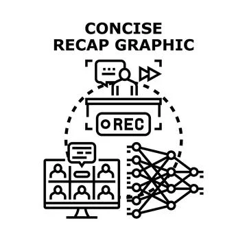 Concise recap graphic illustrating data summarization and online learning イラスト素材