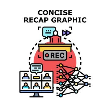 Concise recap graphic illustrating data summarization and online learning Stockillustratie