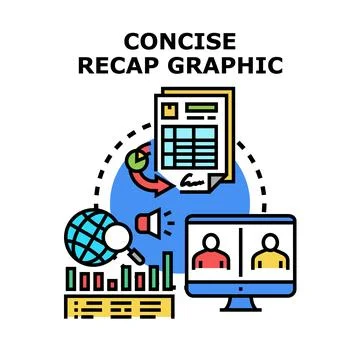 Concise recap graphic representing business analytics and remote communicatio Stock Illustration