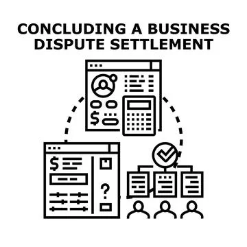 Concluding business dispute settlement process concept Illustrazione stock