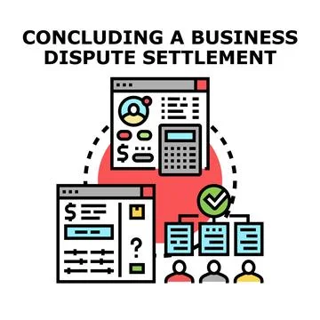 Concluding business dispute settlement process concept Illustrazione stock