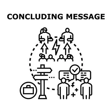 Concluding message with people communicating and making decisions Stock Illustration