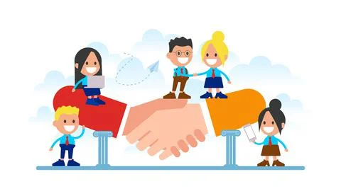 Conclusion of a contract. Handshake. 스톡 일러스트