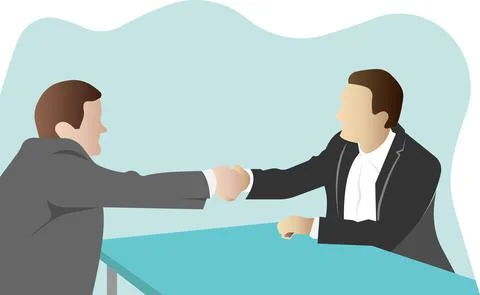 Conclusion of a contract at the negotiating table. Stock Illustration