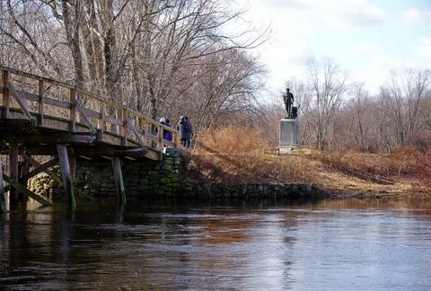 Concord Bridge Statue Stock Photos