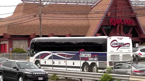 Concord Coach Lines commuter bus, highway traffic Video stock 76141985