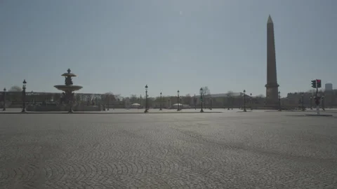 Concorde Paris Sunrise Empty Vide Coronavirus Confinement COVID19 05 Video stock 131256978