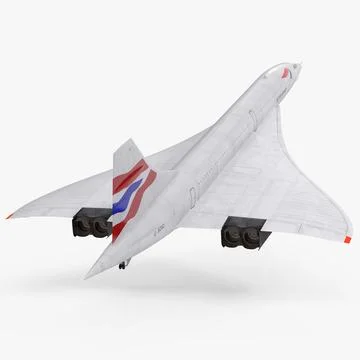 Concorde Supersonic Passenger Jet Airliner British Airways 3D Model