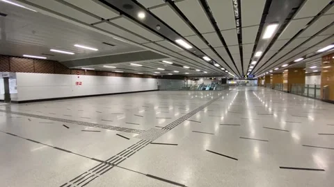 Concourse area of Marina Bay MRT Station, Thomson-east Coast Line Stock Footage 291141425
