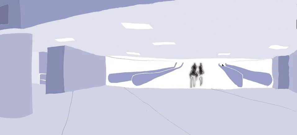 Concourse with moving walkways Stock Illustration