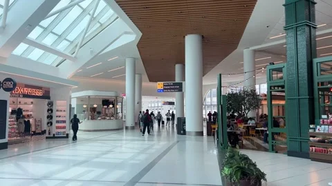 Concourse in the new Delta Terminal C at Laguardia Airport (LGA) Stock Footage 313750223