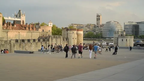 On The Concourse of The Tower of London Stock Footage 308295210