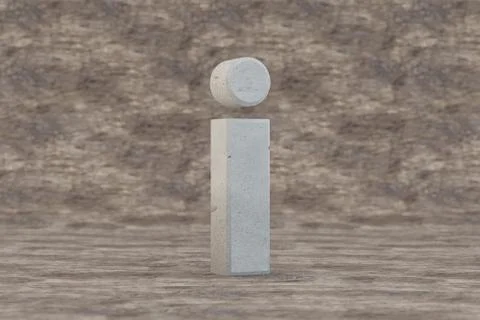 Concrete 3d letter I lowercase. Hard stone letter on wooden background. 3d Stock Illustration