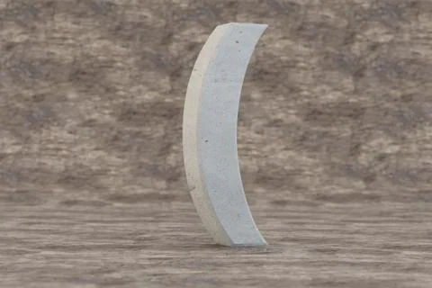 Concrete 3d round bracket symbol. Hard stone sign on wooden background. 3d Stock Illustration