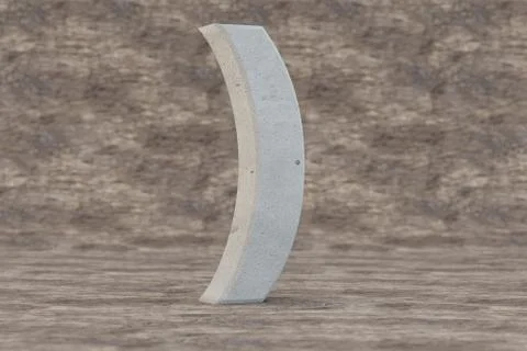 Concrete 3d round bracket symbol. Hard stone sign on wooden background. 3d Stock Illustration