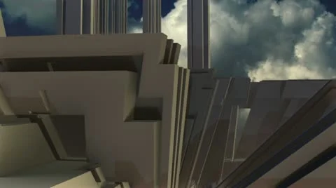 Concrete alien complex architecture n1435 Stock Footage 14826950
