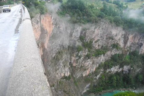 Concrete Arch Bridge over Deep Tara River Gorge Stock Photos