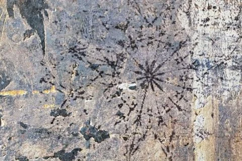 Concrete background with abstract textured pattern applied to the surface Stock Photos