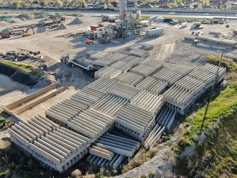 Concrete barriers staging area Stock Photos