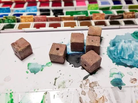 Concrete beads cube Stock Photos