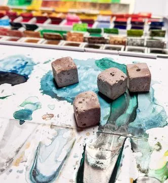 Concrete beads cube Stock Photos