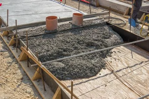Concrete bed for tracklaying Stock Photos