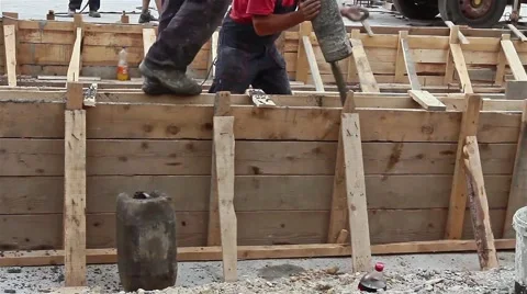 Concrete is being poured with continuous casting. Stock Footage 53645309