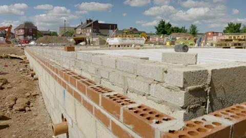 Concrete Block Brick and Beam Foundation Of House 스톡 동영상 239690008
