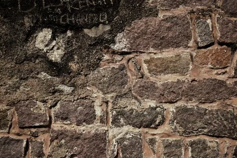 Concrete block bricks in stack for wall construction. Dirty Old Texture Stock Photos