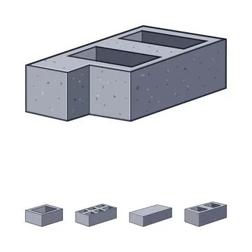 Concrete block construction material engineering creating foundation Illustrazione stock