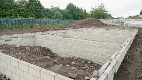Concrete Block Foundation Of Timber House Video stock 239690194