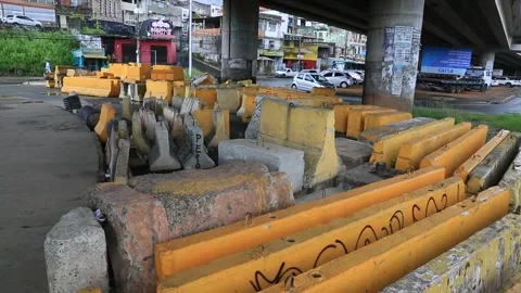 Concrete block for traffic control Stock Footage 267690897