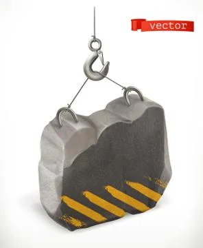 Concrete block. Under construction 3d vector icon Stock Illustration