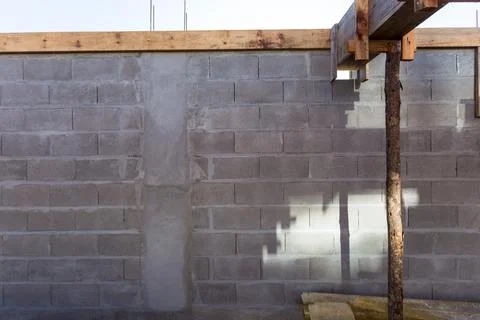 Concrete block wall. architecture under construction Stock Photos