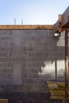 Concrete block wall. architecture under construction Stock Photos