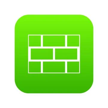 Concrete block wall icon digital green Stock Illustration