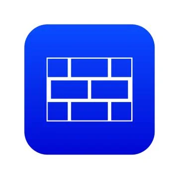 Concrete block wall icon digital blue Ilustração Stock