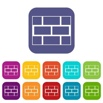 Concrete block wall icons set Ilustración de archivo