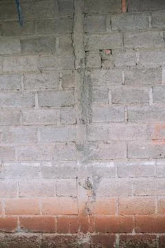 Concrete Block Wall Surface with Mortar, Textured Background Element Stock Photos