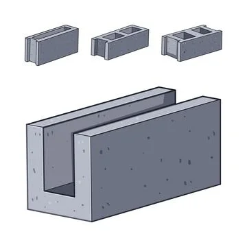 Concrete blocks building construction materials Ilustración de archivo