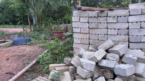 Concrete Blocks at Construction Site Stock Footage 325383551